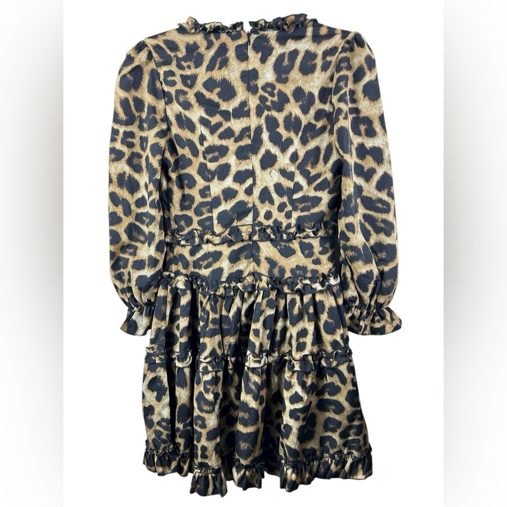 Mable leopard animal print ruffle v-neck tiered dress Leopard Print Ruffle Dress - Picture 3 of 8
